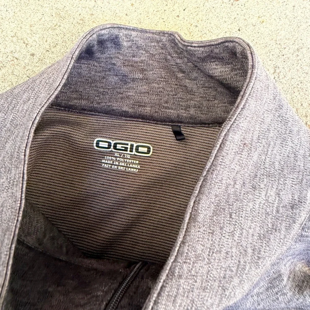 OGIO Pegasus Mens Quarter Zip Pullover Heathered Grey Golf Sweater Large